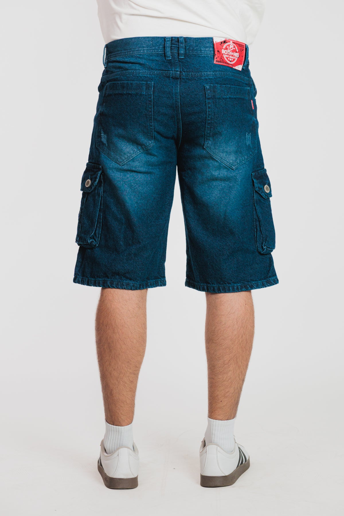 Azul oscuro - Bermuda baggy cargo en denim para hombre REF 051 BOTH+HIS