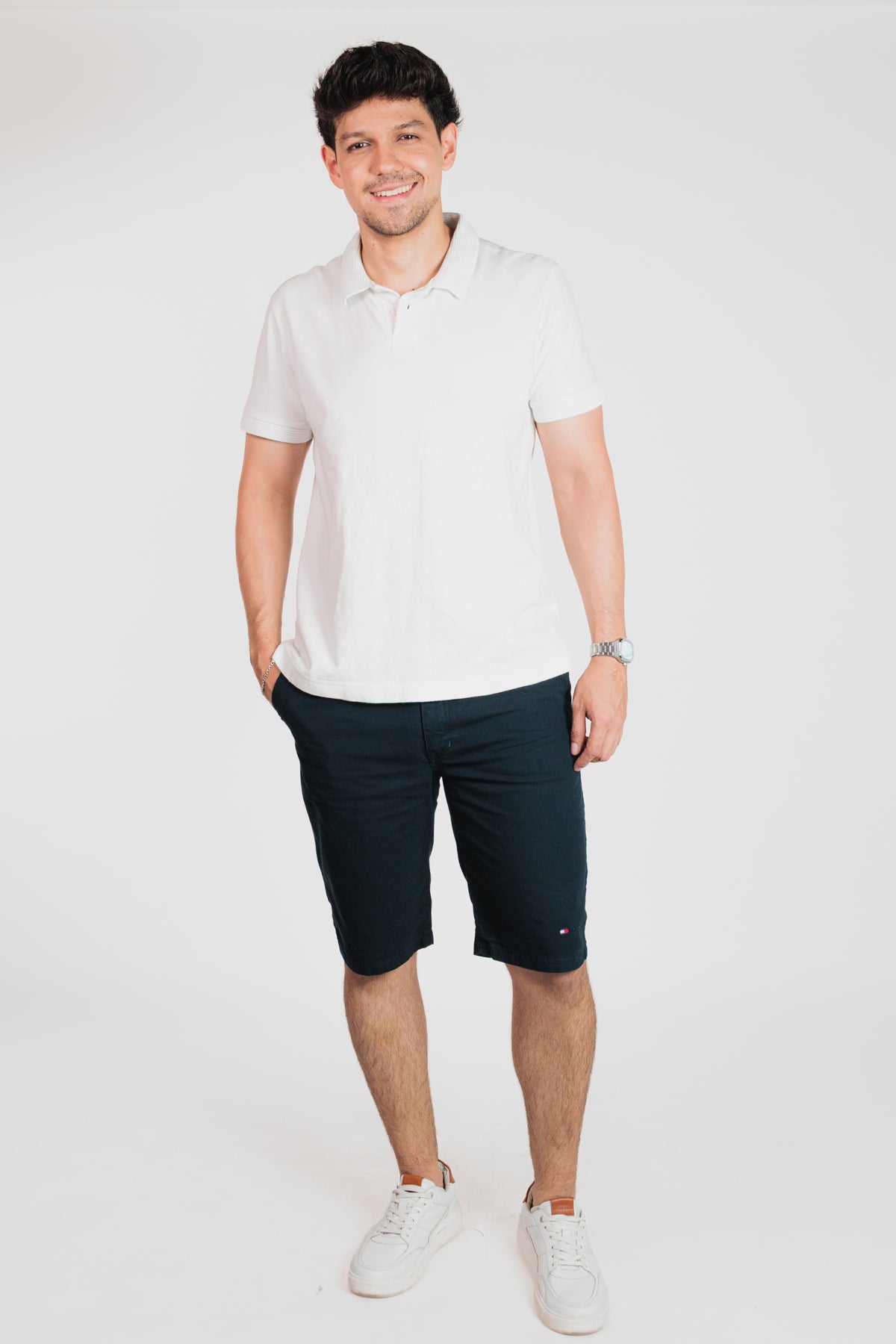 Verde Petróleo - Bermuda chino en drill rígido para hombre REF 135 BOTH+HIS