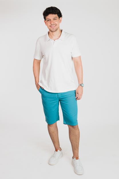 Azul - Bermuda chino en drill rígido para hombre REF 135 BOTH+HIS
