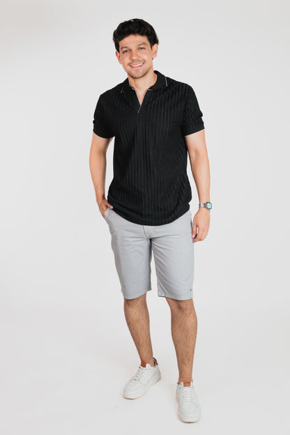 Gris claro - Bermuda chino en drill rígido para hombre REF 135 BOTH+HIS