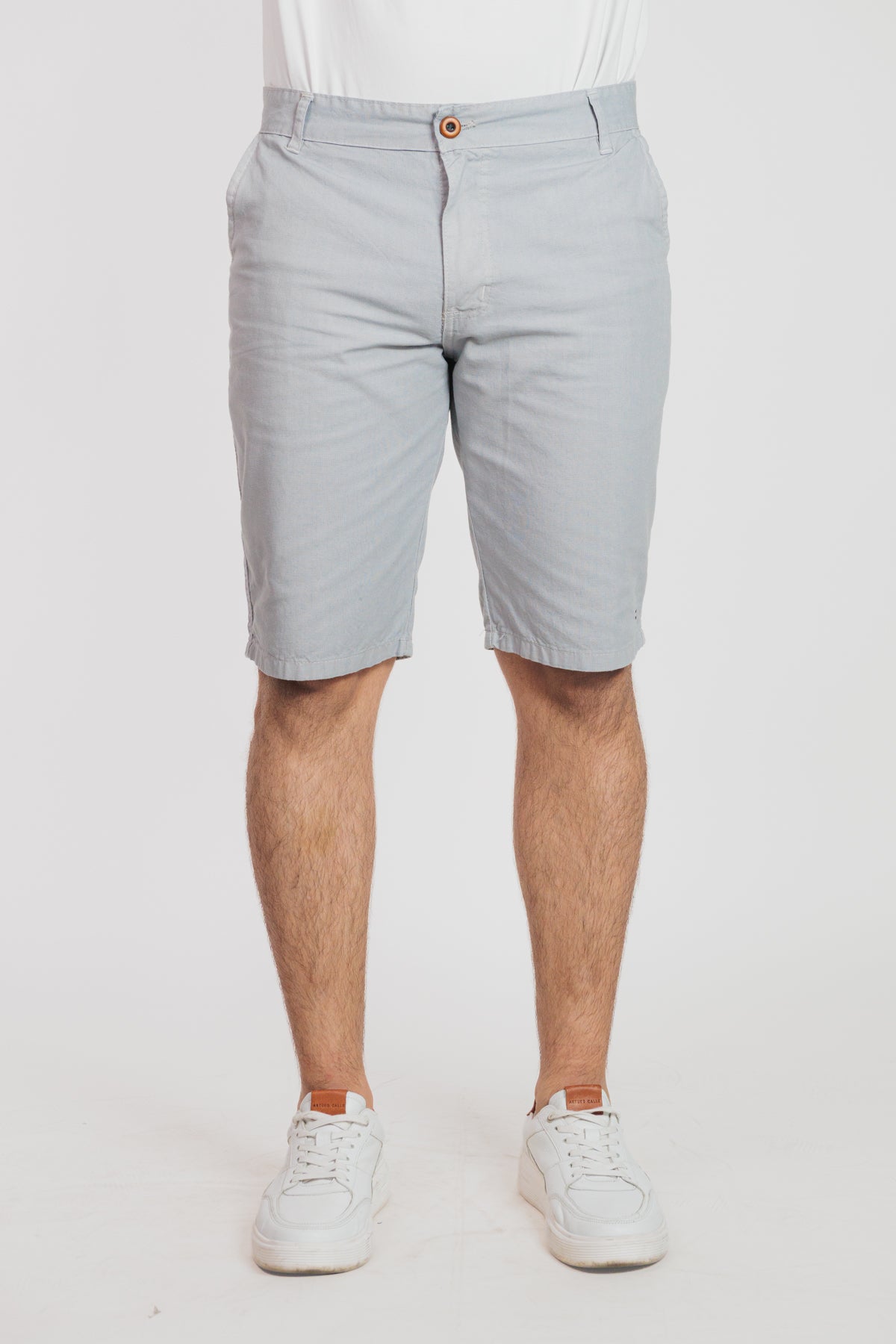 Gris claro - Bermuda chino en drill rígido para hombre REF 135 BOTH+HIS