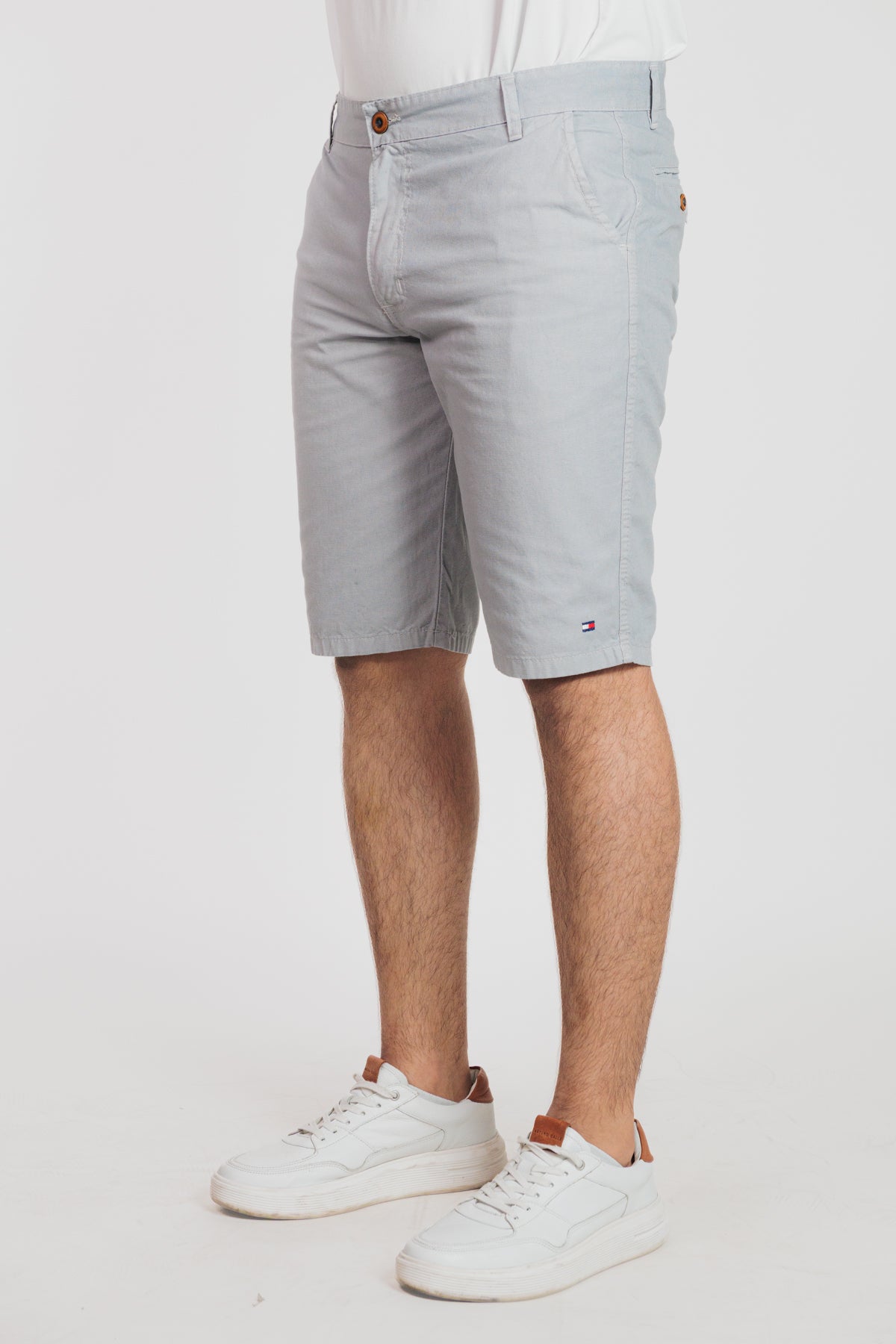 Gris claro - Bermuda chino en drill rígido para hombre REF 135 BOTH+HIS