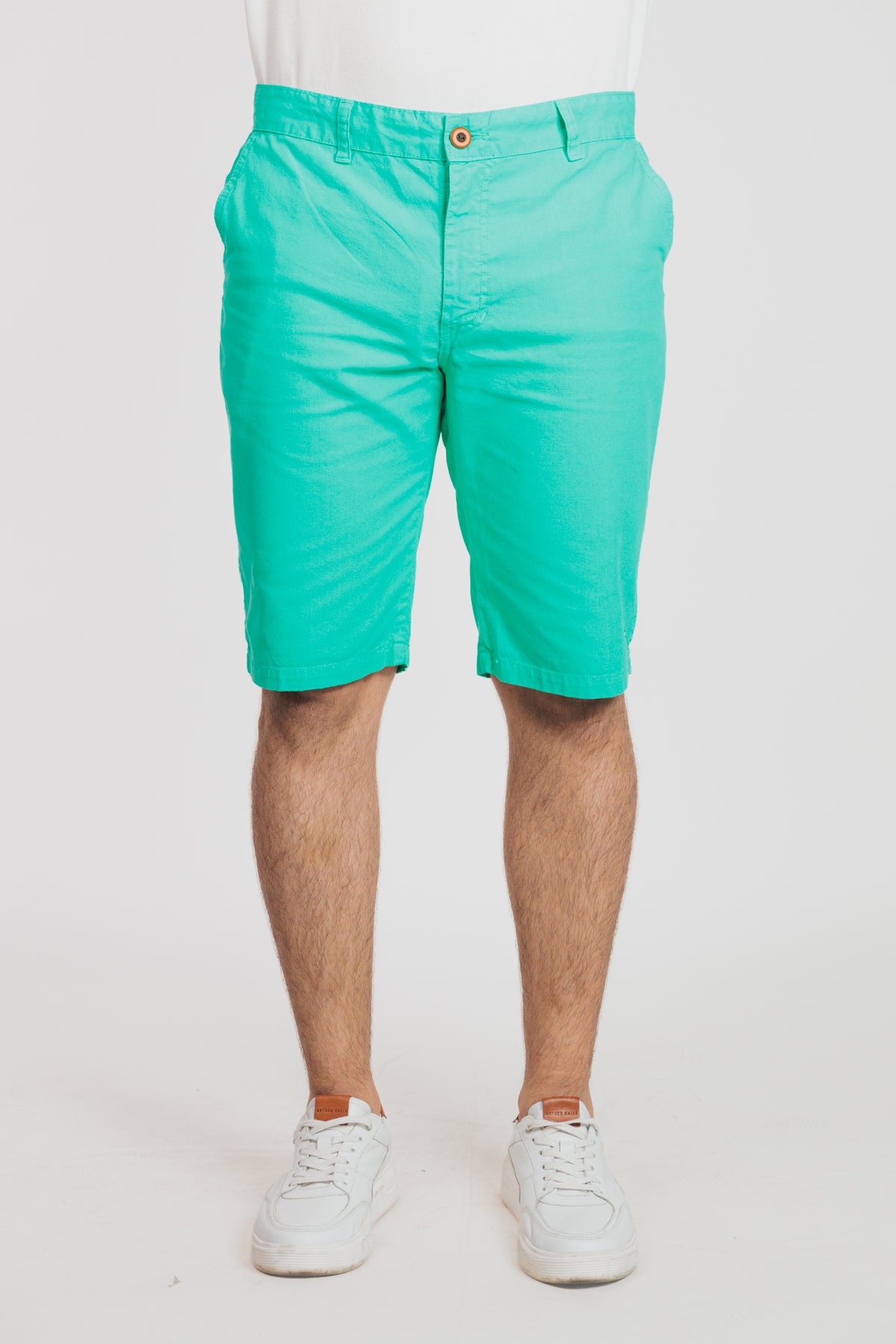 Verde jade - Bermuda chino en drill rígido para hombre REF 135 BOTH+HIS