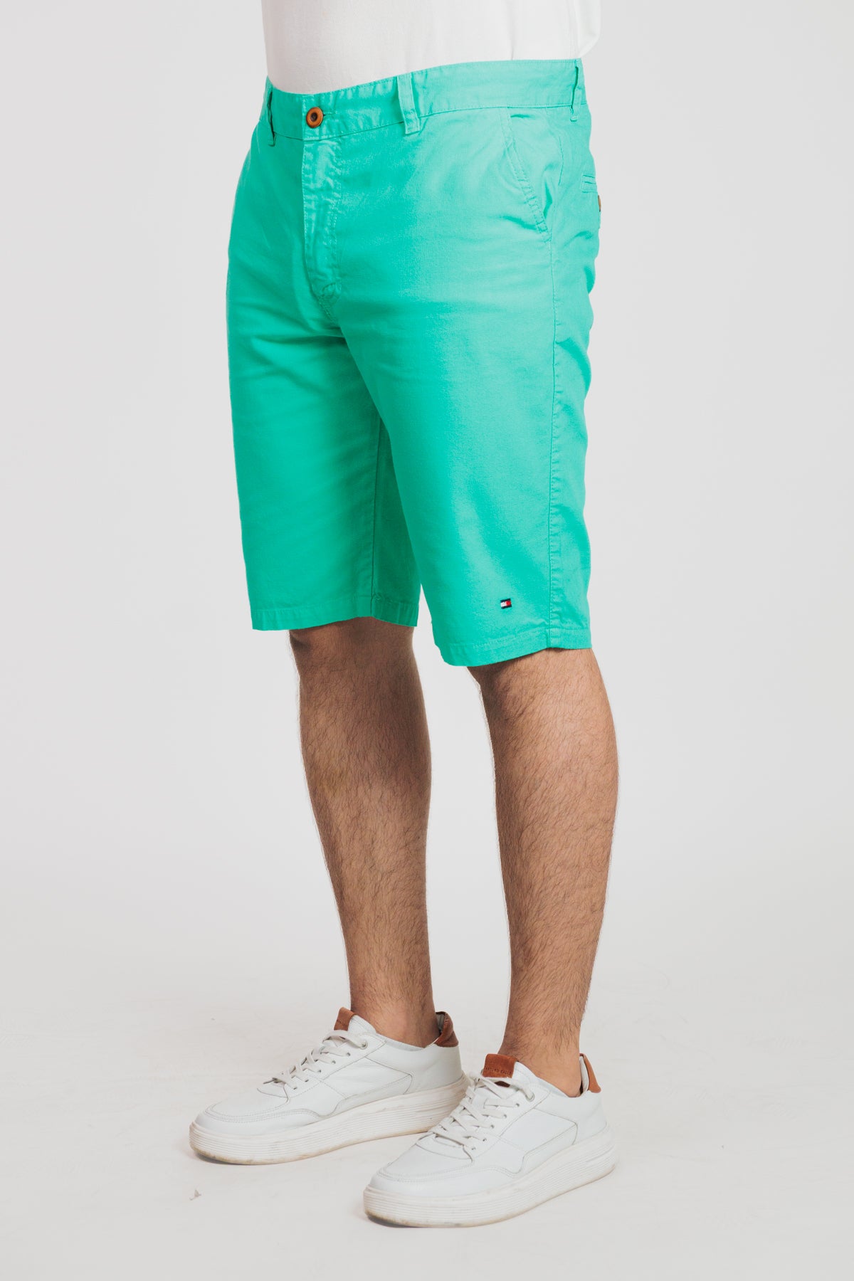 Verde jade - Bermuda chino en drill rígido para hombre REF 135 BOTH+HIS