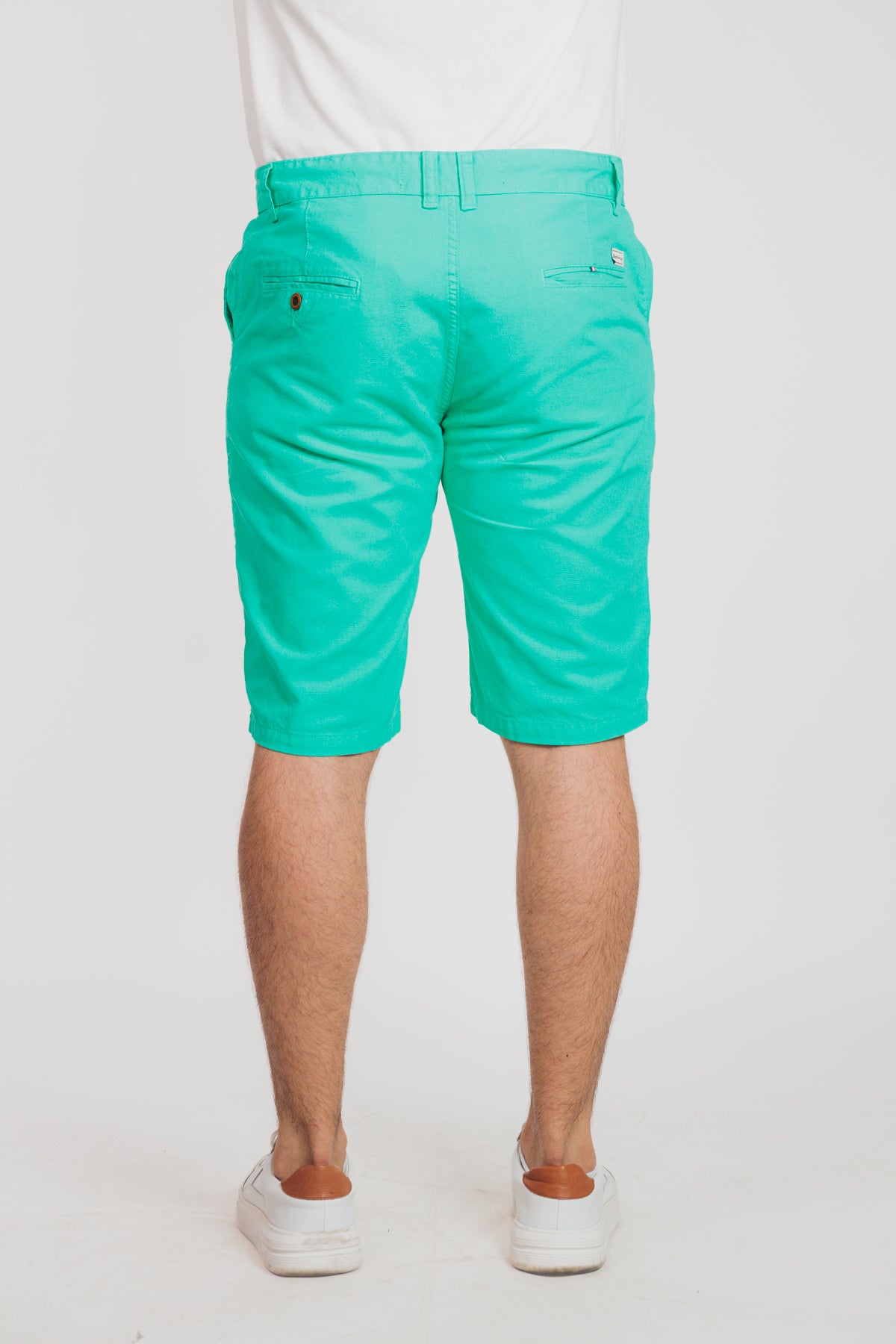 Verde jade - Bermuda chino en drill rígido para hombre REF 135 BOTH+HIS