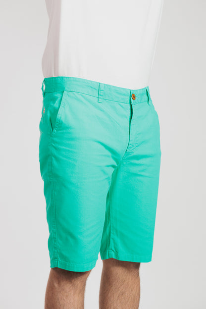 Verde jade - Bermuda chino en drill rígido para hombre REF 135 BOTH+HIS