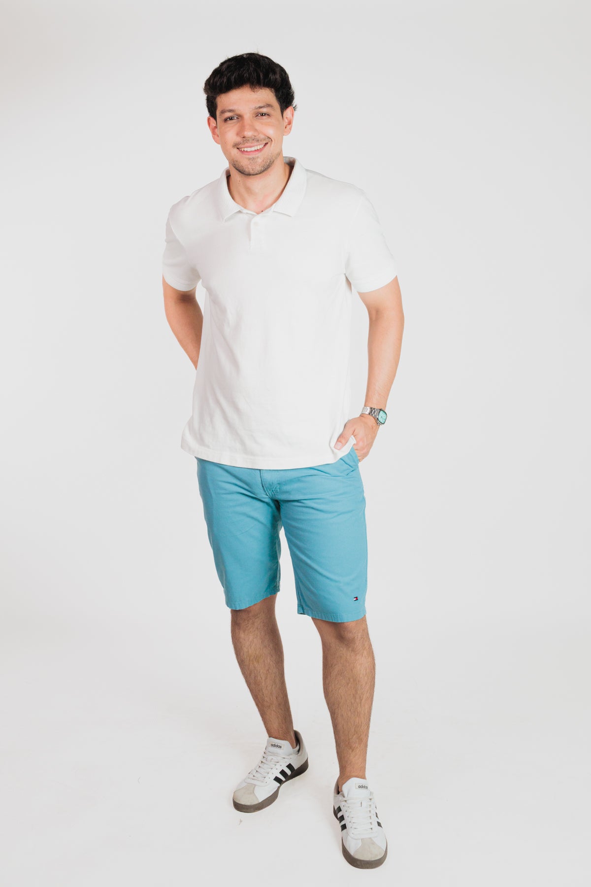 Turquesa Claro - Bermuda chino en drill rígido para hombre REF 135 BOTH+HIS