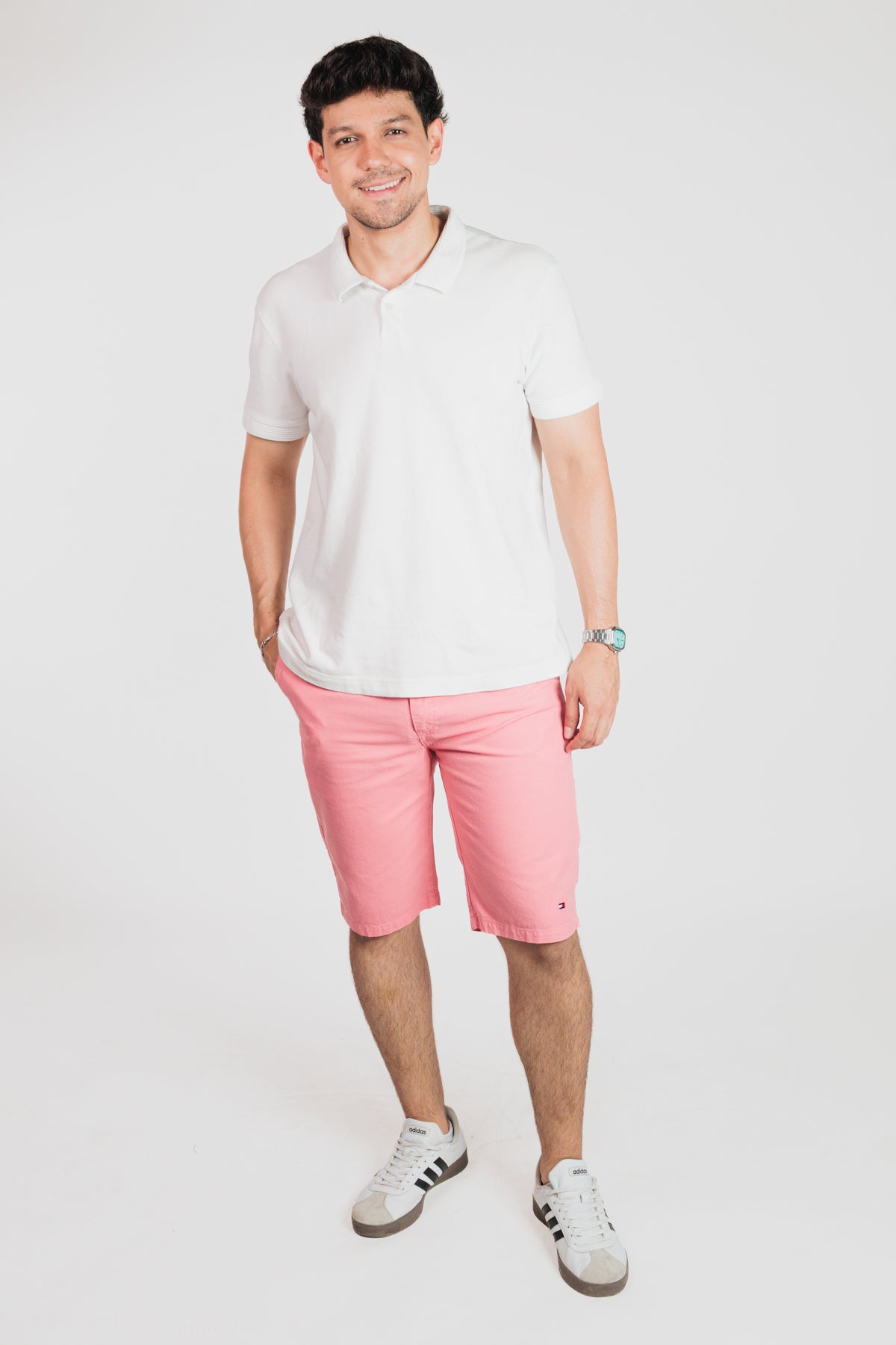 Rosa - Bermuda chino en drill rígido para hombre REF 135 BOTH+HIS