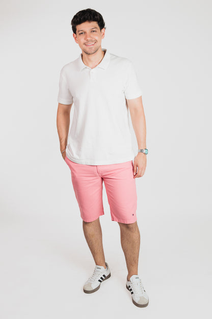 Rosa - Bermuda chino en drill rígido para hombre REF 135 BOTH+HIS