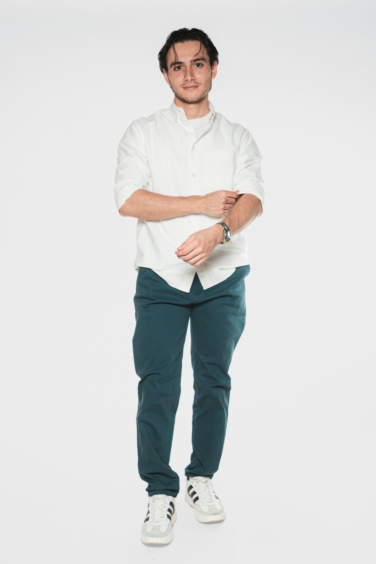 Verde Petróleo - Pantalón clásico dril licrado para hombre REF 001 BOTH+HIS