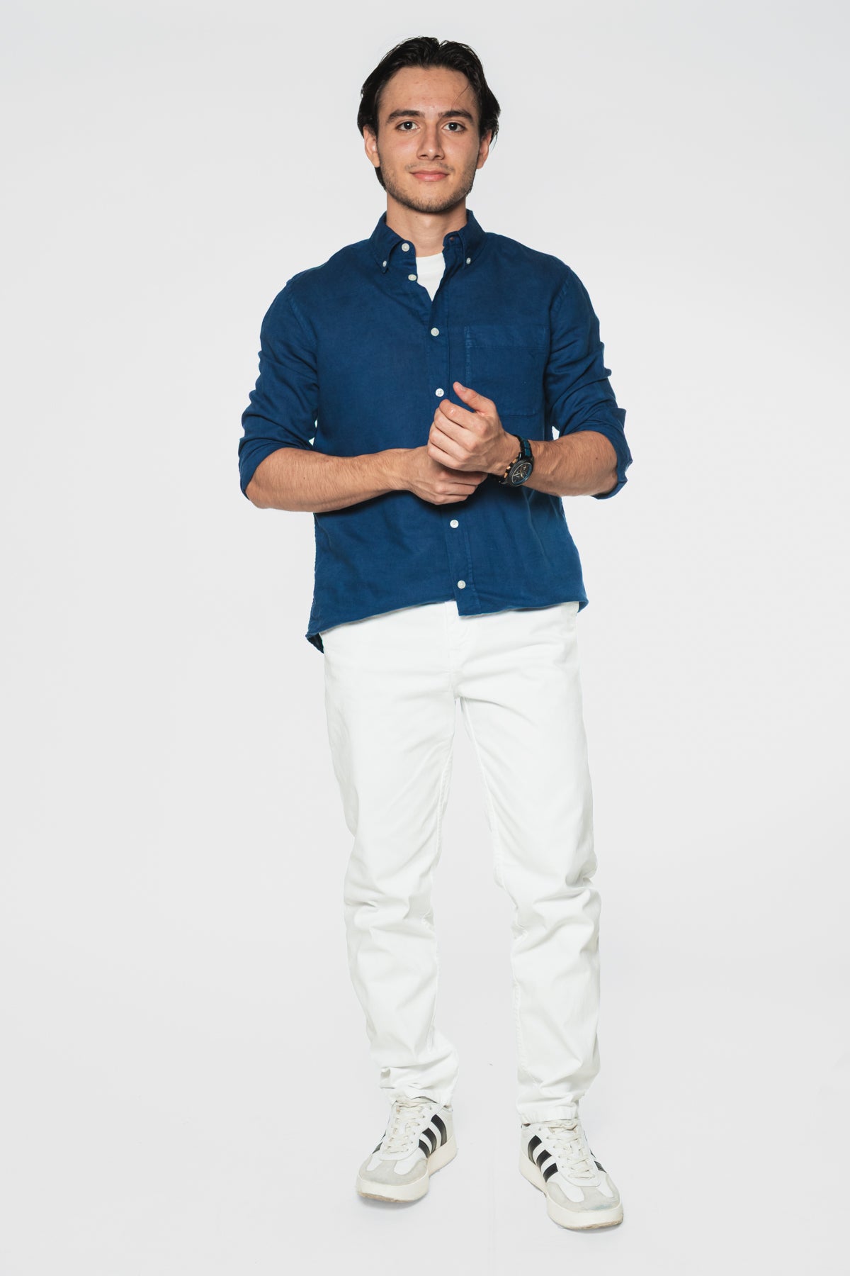 Blanco - Pantalón clásico dril licrado para hombre REF 001 BOTH+HIS