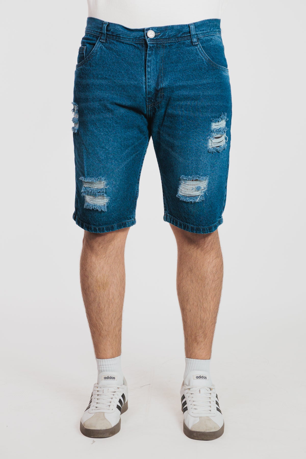 Azul oscuro - Bermuda clásica en denim rígido para hombre REF 0114 BOTH+HIS