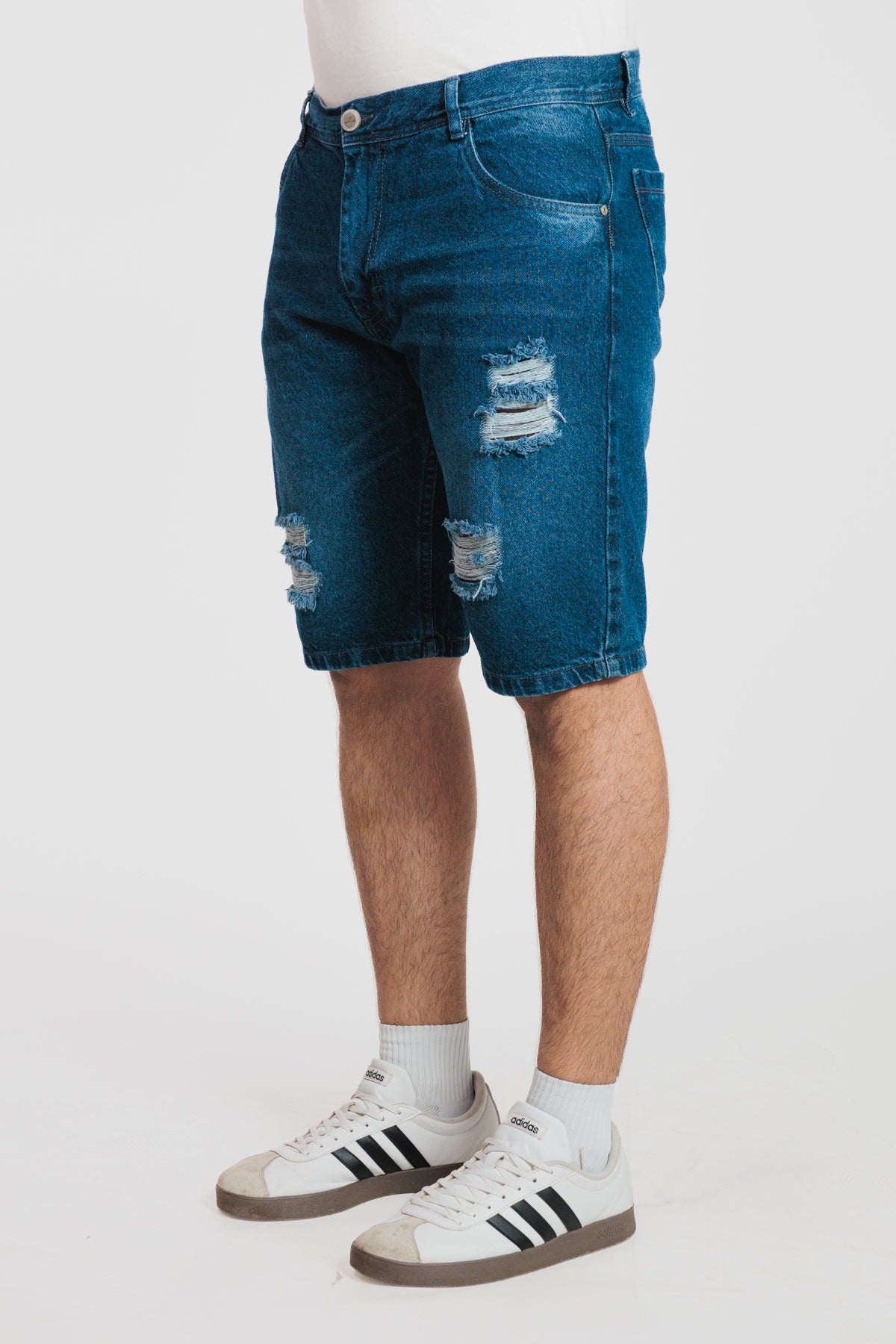 Azul oscuro - Bermuda clásica en denim rígido para hombre REF 0114 BOTH+HIS
