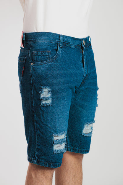 Azul oscuro - Bermuda clásica en denim rígido para hombre REF 0114 BOTH+HIS