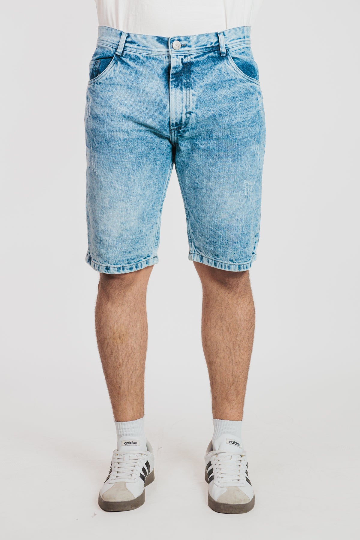 Azul claro - Bermuda clásica en denim rígido para hombre REF 0114 BOTH+HIS