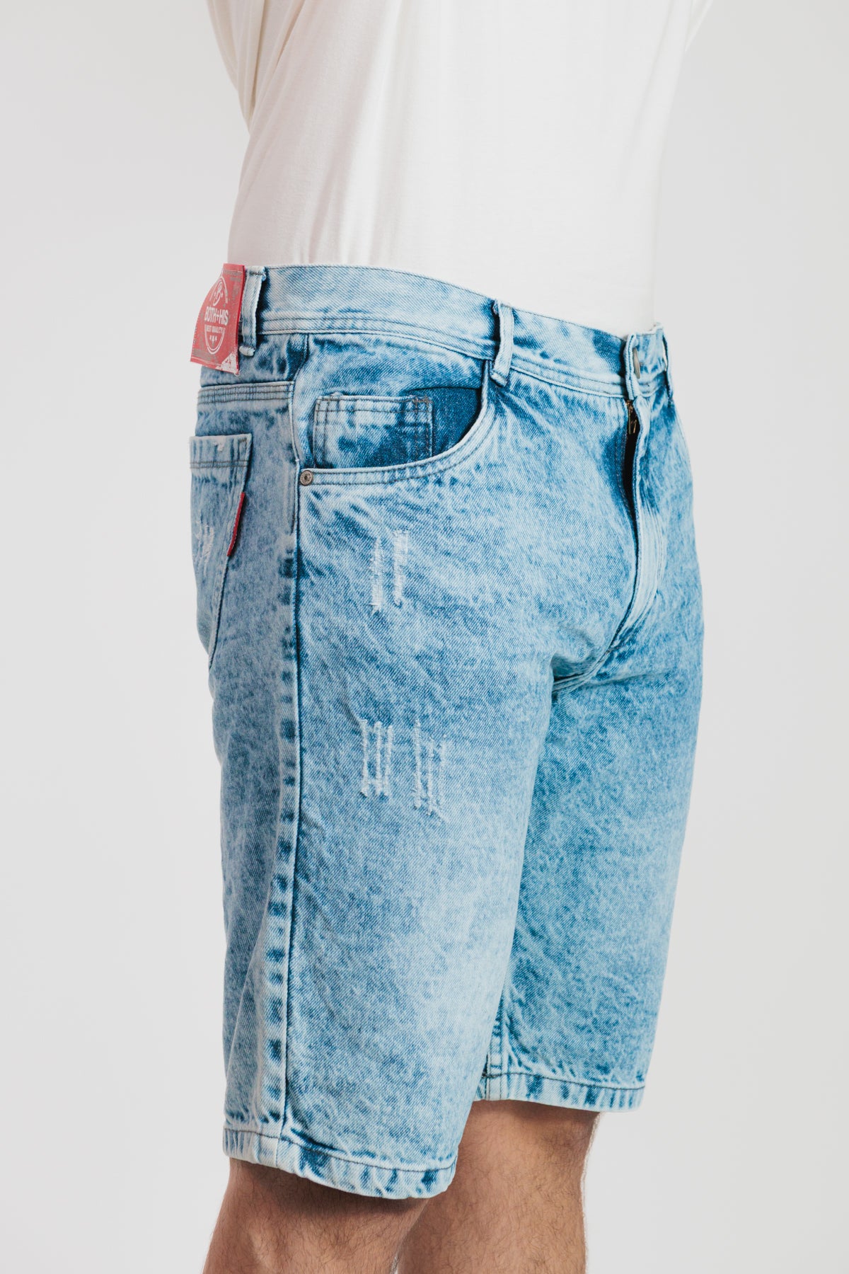 Azul claro - Bermuda clásica en denim rígido para hombre REF 0114 BOTH+HIS