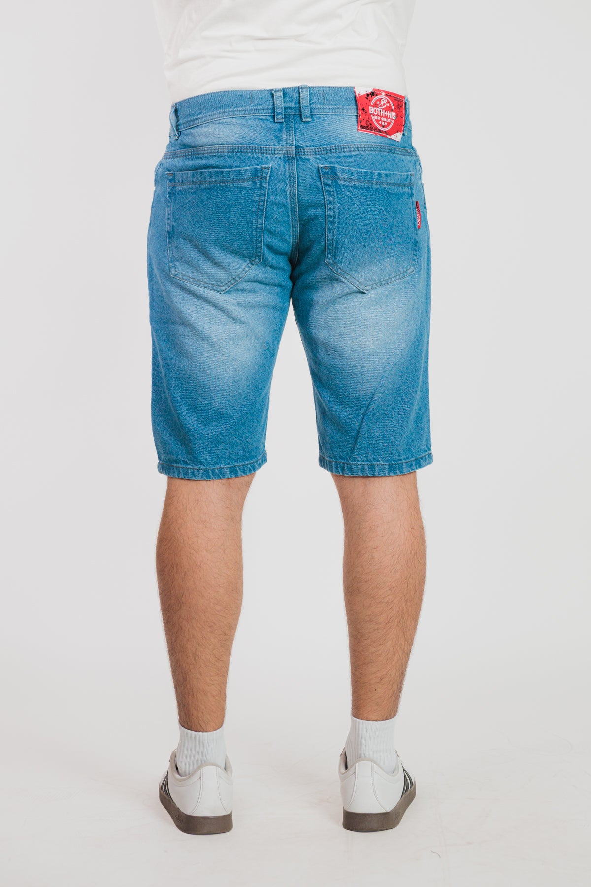 Azul medio - Bermuda clásica en denim rígido para hombre REF 0114 BOTH+HIS